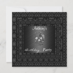Invitation Crâne Fête d'anniversaire 15 ans  Noir