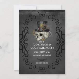 Invitation Crâne Floral Fête Halloween Vintage