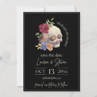 Invitation Crâne Floral Jusqu'à Ce Que La Mort Nous Sépare En
