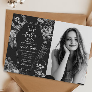 Invitation Crâne Floral RIP Quarantième Fête d'anniversaire 5