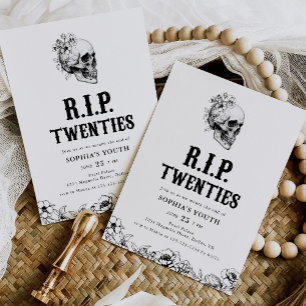 Invitation Crâne Floral RIP Vingtaines 30e Anniversaire