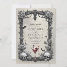 Crâne gothique éffrayant Costume Rose Cocktail Par