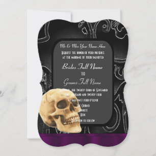 Invitation Crâne gothique et mariage noir