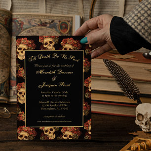 Invitation Crâne gothique Jusqu'à la mort Do Us Part Mariage 
