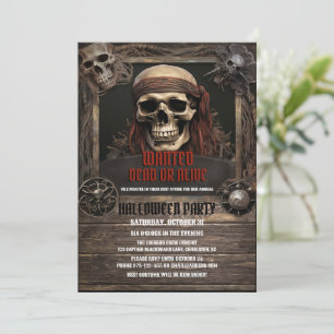 Invitation Crâne Pirate Wood