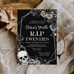 Invitation Crâne RIP Vingt ans Floral 30e Anniversaire