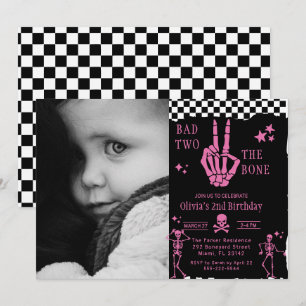 Invitation Crâne Squelette Mauvais jusqu'à l'Os 2e Anniversai