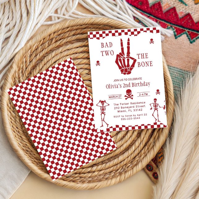 Invitation Crâne Squelette Mauvais jusqu'à l'Os 2ème Annivers (Créateur téléchargé)