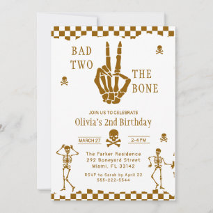 Invitation Crâne Squelette Mauvais jusqu'à l'Os 2ème Annivers