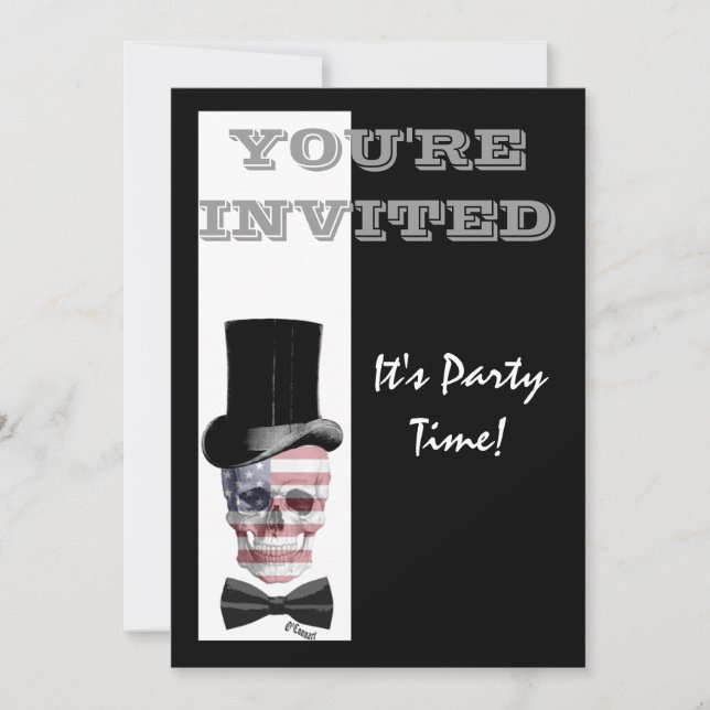 Invitation Crâne steampunk gothique américain patriotique (Devant)