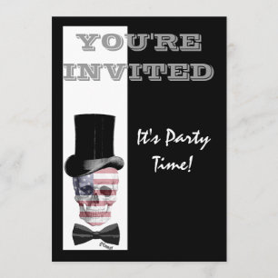 Invitation Crâne steampunk gothique américain patriotique