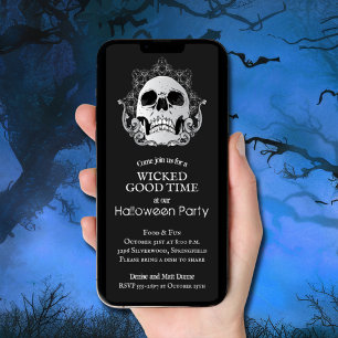 Invitation Crâne sur Halloween noir