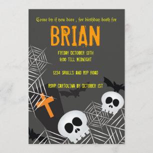 Invitation Crânes araignées toiles et déchirer hallowen fête 