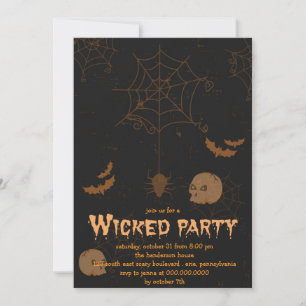 Invitation Crânes chauves-souris et araignées Fête d'Hallowee