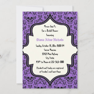 Invitation Crânes damasser Halloween mariage douche nuptiale