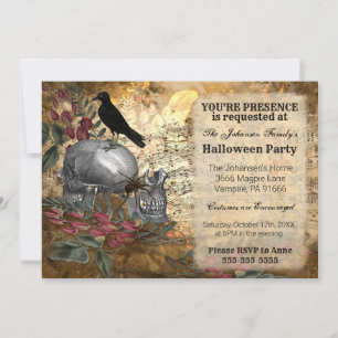 Invitation Crânes de corbeau Halloween