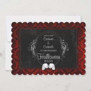 Invitation Crânes d'Halloween gothiques foncés