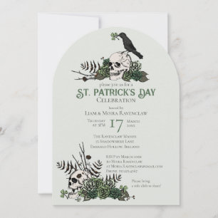 Invitation Crânes et trèfles gothiques Célébration de St Patr
