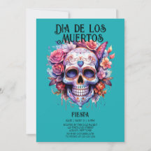 Crânes Fleurs Turquoise Dia de los Muertos