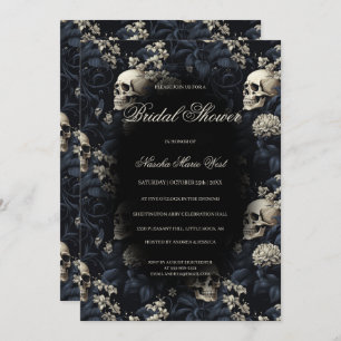 Invitation Crânes florales gothiques Moody Dark Fête des mari