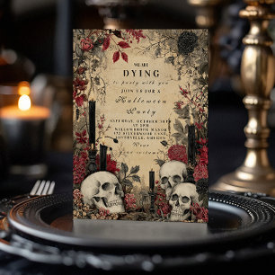 Invitation Crânes gothiques et nuit d'Halloween à la bougie