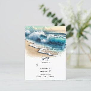 Invitation Crashing Ocean Waves Coastal Beach Wedding RSVP