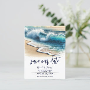Invitation Crashing Ocean Waves Coastal Save the Date Photo
