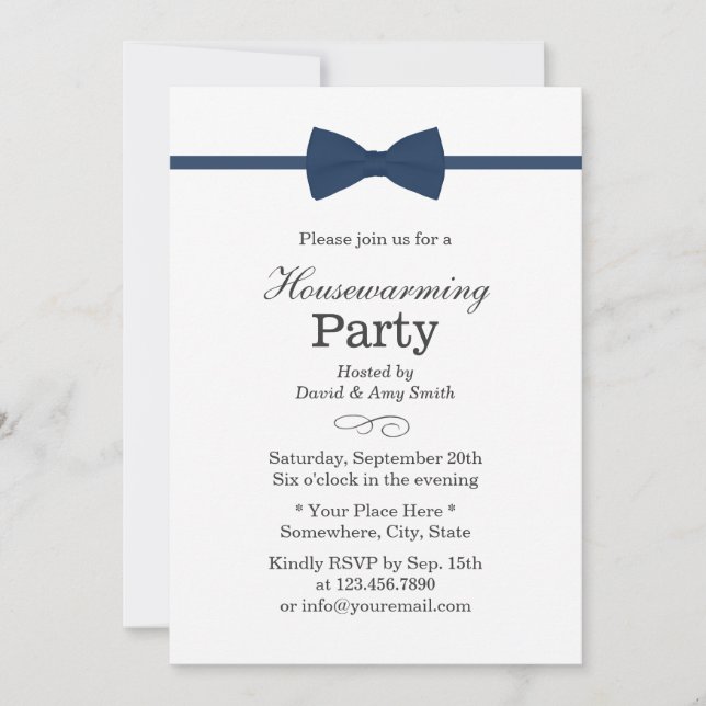 Invitation Cravate Bleu de la Marine Classy House (Devant)