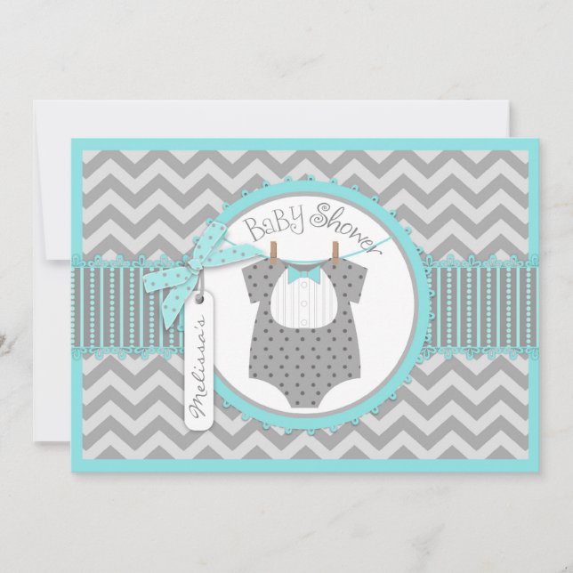 Invitation Cravate Chevron pour bébé Boy Bow Baby shower d'im (Devant)