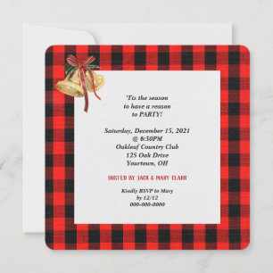 Invitation cravate de bûcheron rouge et noir