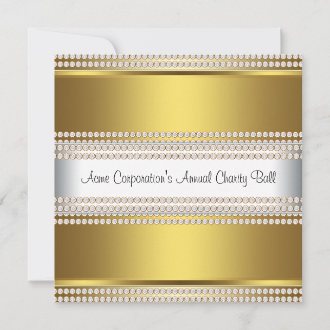 Invitation Cravate d'entreprise Gold et White Black (Devant)