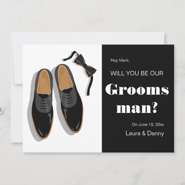 Invitation Cravate et robe de compagnie Chaussures Groomsman  (Devant)
