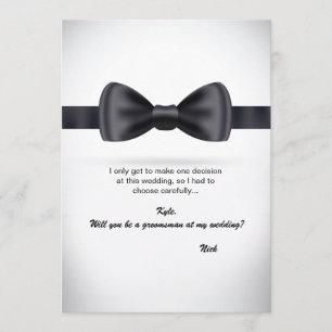 Invitation Cravate Groomsman noir en soie