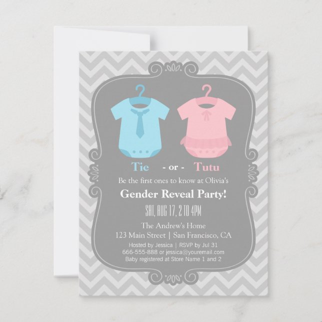 Invitation Cravate mignonne ou Tutu Genre RevezParty Invitati (Devant)