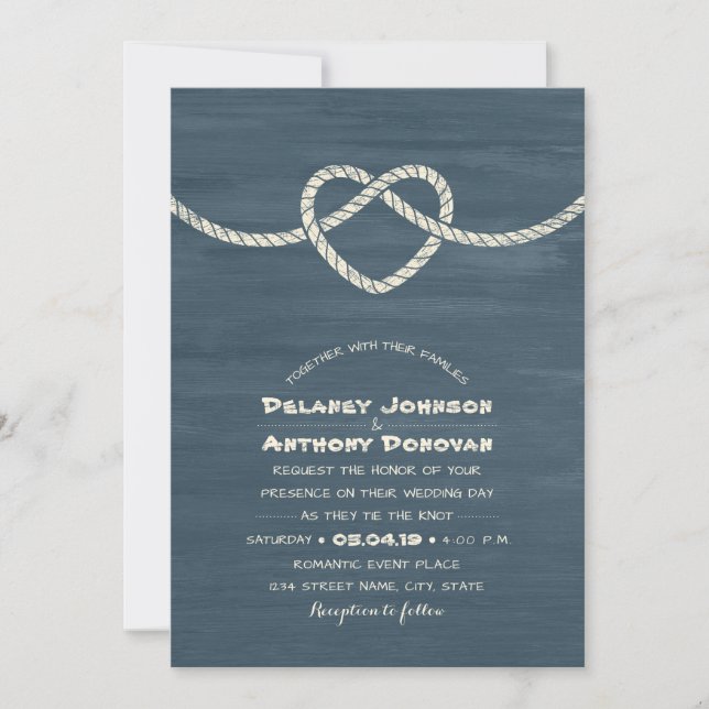 Invitation Cravate moderne Le Knot Plage unique Mariage nauti (Devant)