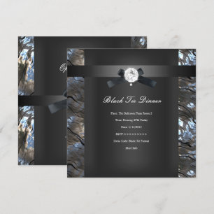 Invitation Cravate noire Dîner Argent noir 2