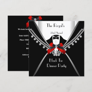 Invitation Cravate noire Dîner Blanc Red Bow Party 2