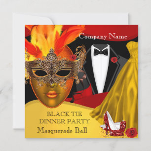 Invitation Cravate noire Entreprise Formelle Masquerade Ball 