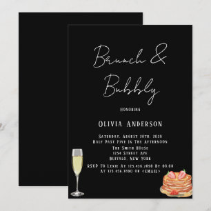 Invitation Cravate noire et blanche Pancake Brunch & Bubbly I