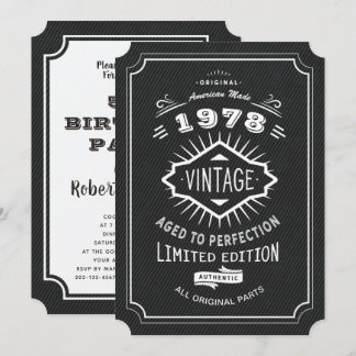 Invitation Cravate noire fête Vintage du 40e anniversaire