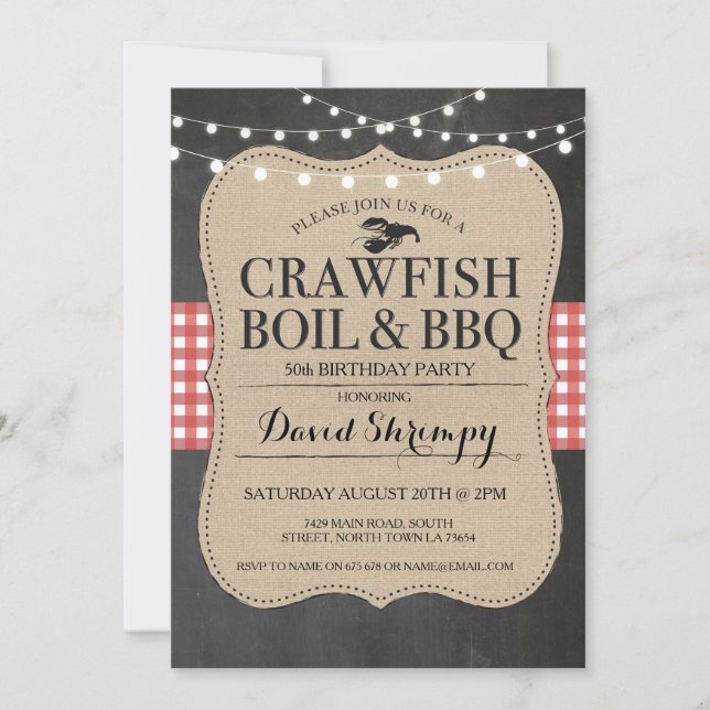 Invitation Crawfish BBQ à ébullition Tout âge Anniversaire Ho (Devant)
