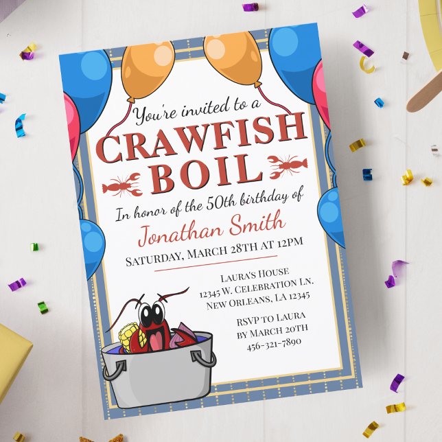 Invitation Crawfish Boil événement spécial Anniversaire (Crawfish Boil Special Event Birthday Invitation)