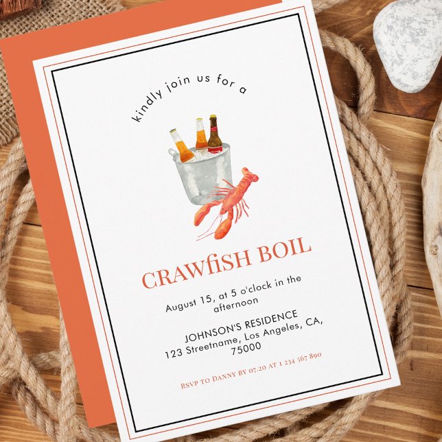 Invitation Crawfish Boil Party Beer Seafood Thème de cuisine (Créateur téléchargé)