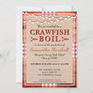 Invitation Crawfish Boil Rustic School Graduation Party