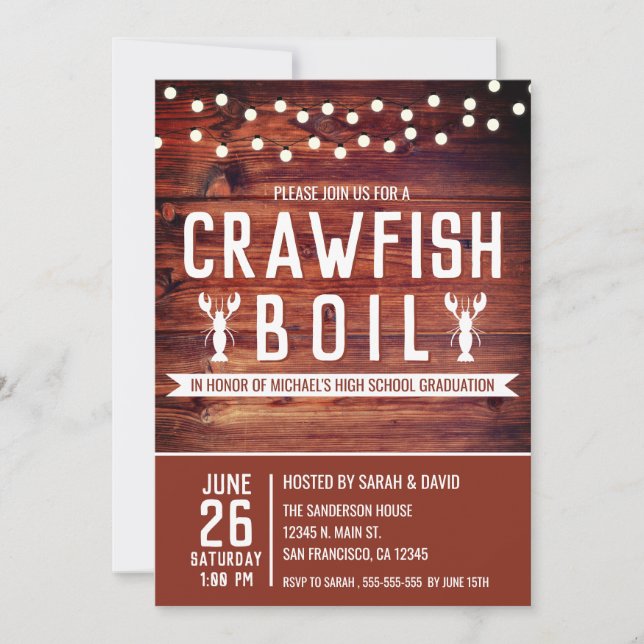 Invitation Crawfish Boil Seafood Graduation Party (Devant)