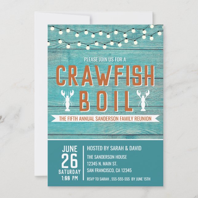 Invitation Crawfish Boire Famille Réunion Fête des fruits de  (Devant)