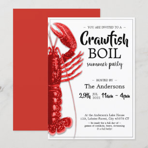 Invitation Crawfish Boire Noir Blanc Fête d'été