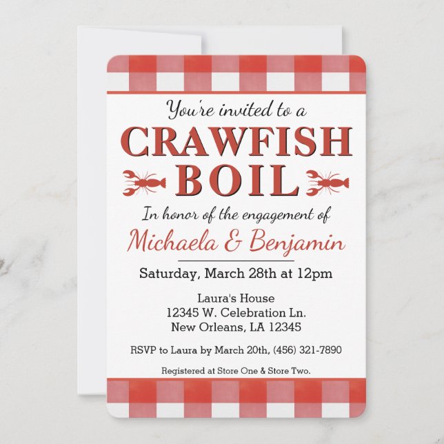 Invitation Crawfish Bouillir des fruits de mer Couples (Devant)