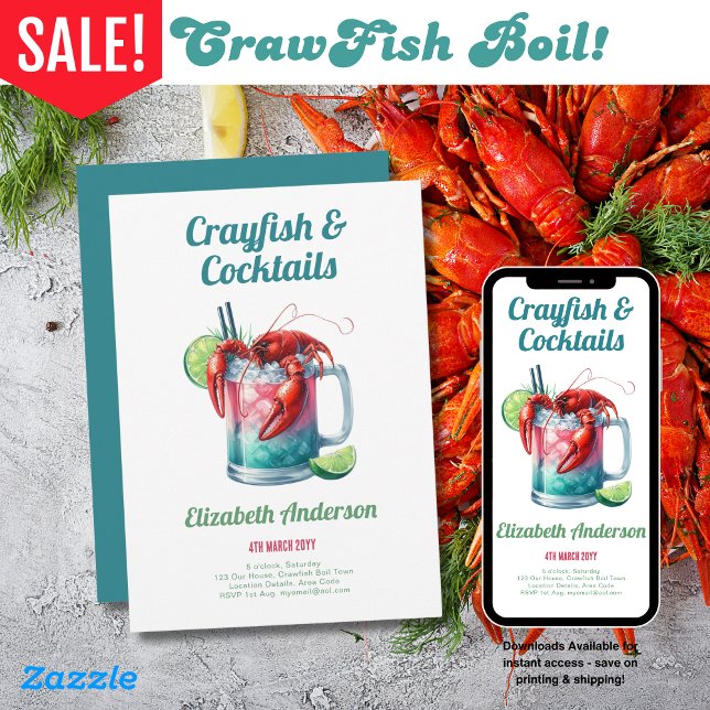 Invitation Crayfish Cocktail Party Crawfish Boil Festival (Créateur téléchargé)