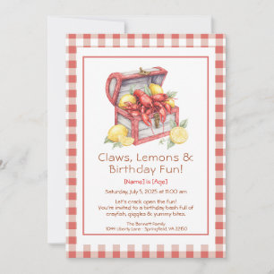 Invitation Crayfish & Lemon Treasure Chest Anniversaire 